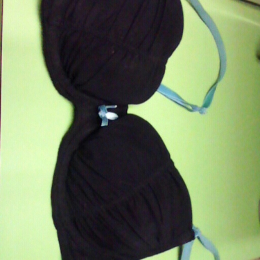 Black ruched padded pushup bra